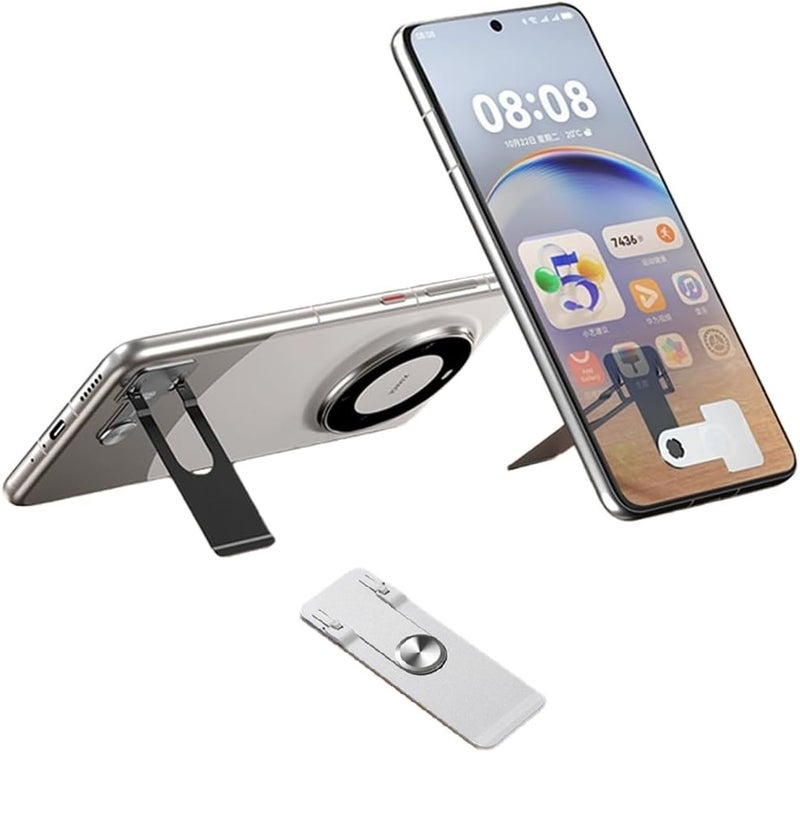 Ultra Thin Phone Kickstand, Slim Vertical and Horizontal 360° Rotating Universal Alloy Steel Metal Stable Stand, Portable Foldable Phone Stand, Pocket Friendly Phone Holder for Phone Case (White) - Image 1